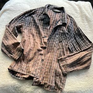 Bleached plaid button up
